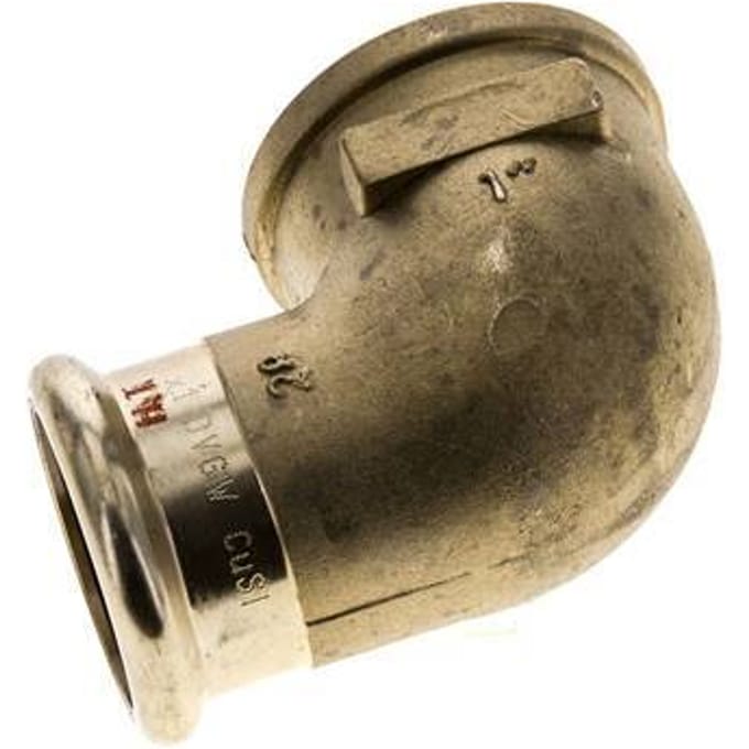 90 graden L-Perskoppeling - 28mm & Rp 1'' Persmof - Koperlegering