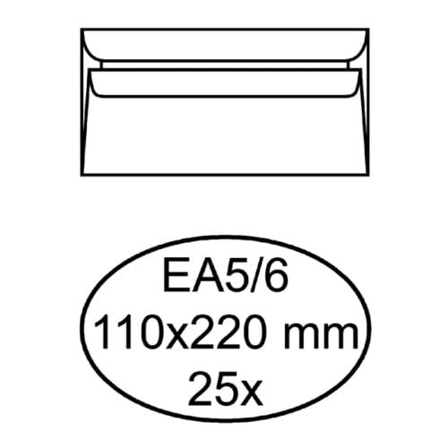 Envelop Quantore bank EA5/6 110x220mm zelfklevend wit 25 stuks