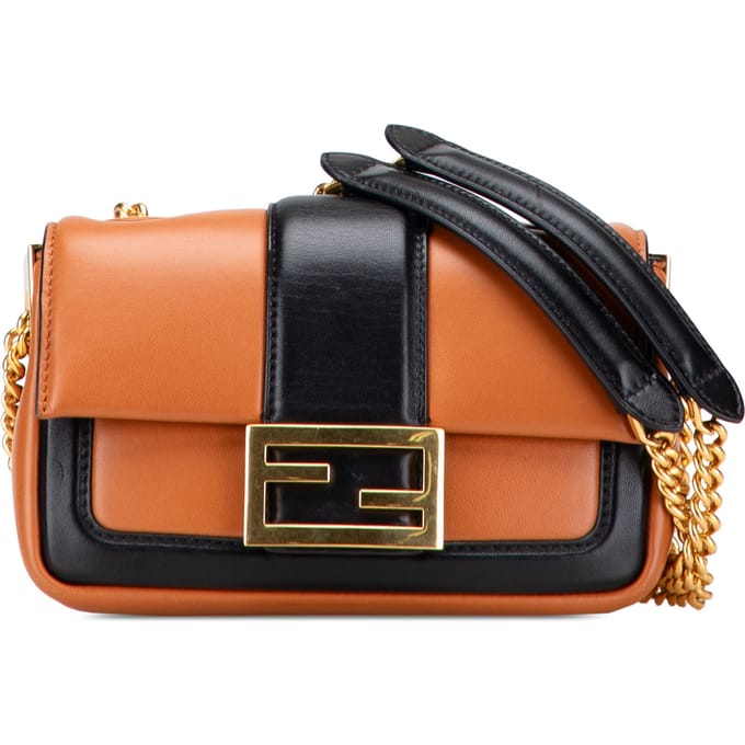 Tweedehands Mini Bicolor Nappa Apolo Chain Baguette Schoudertas