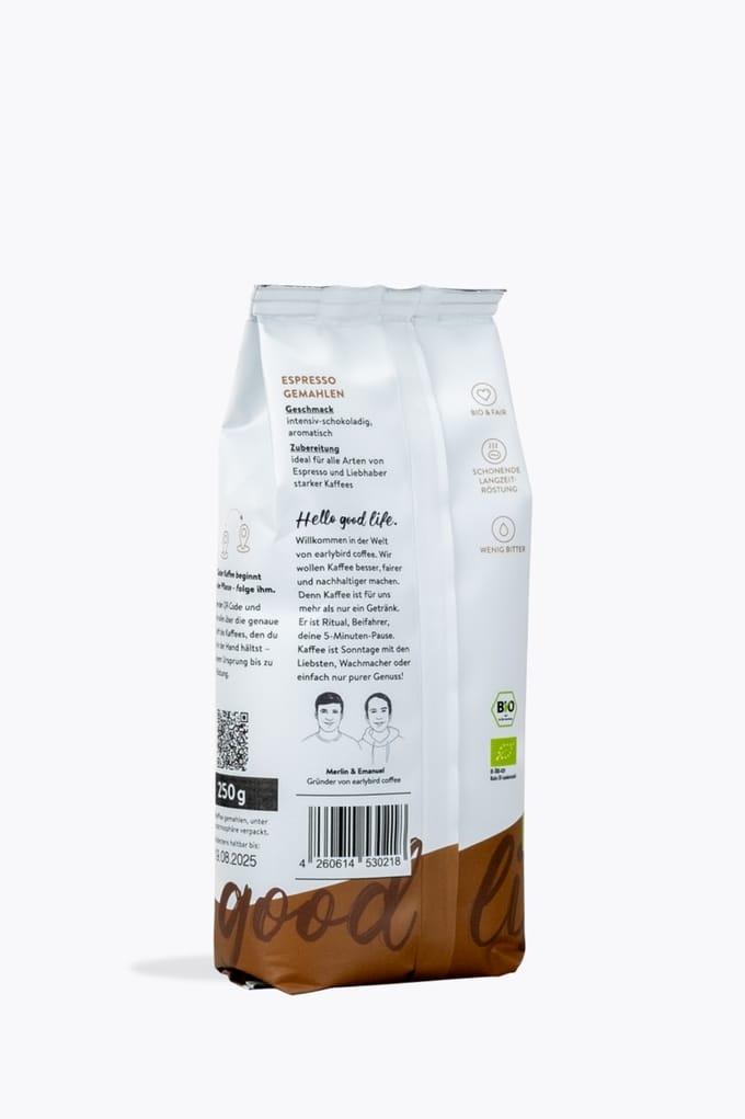 earlybird coffee Bio espresso gemalen 250g