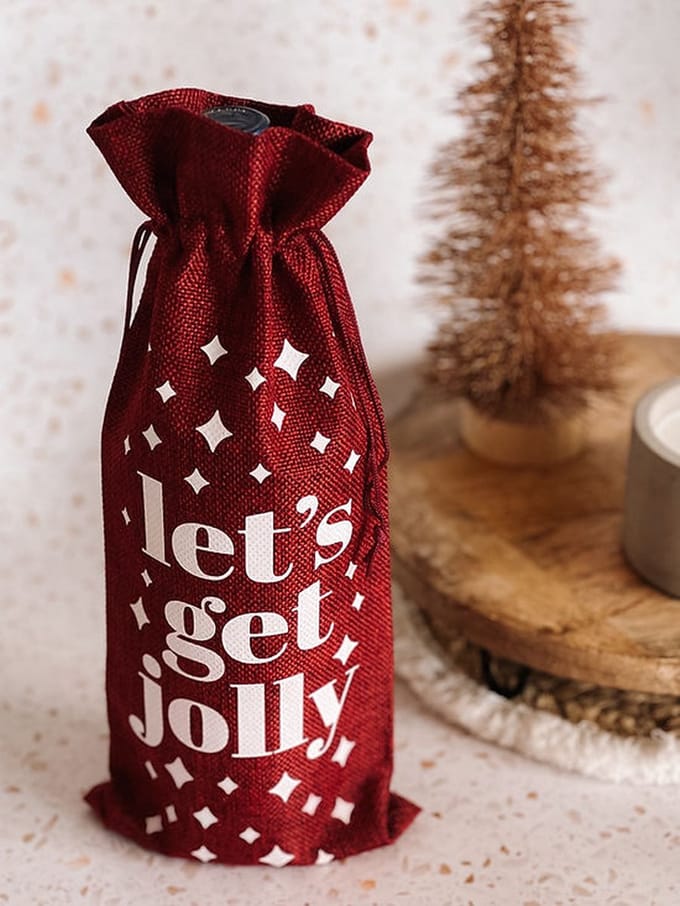 Wijngeschenkverpakking - Let's get Jolly - Wijntas - Kerstmis