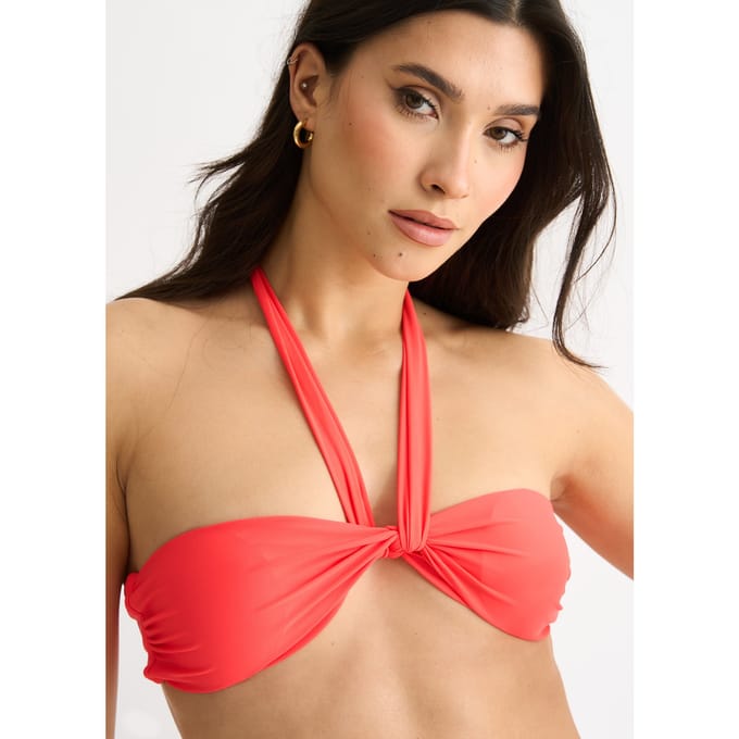 Oranje Twist Front Halter Hals Bikini Top