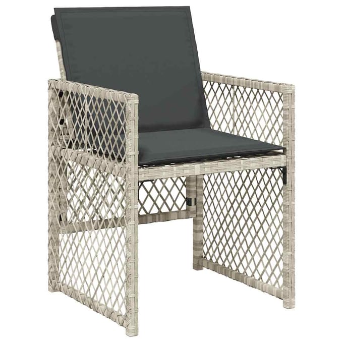 vidaXL - 5-delige - Tuinset - met - kussens - poly - rattan - lichtgrijs