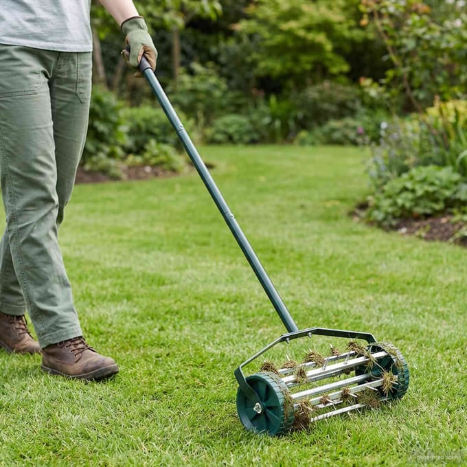 vidaXL - Grasroller - om - te - trekken - met - beluchtingsklemmen - Groen