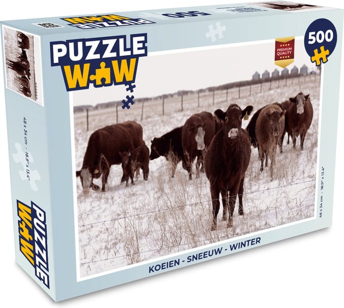 Puzzel Koeien - Sneeuw - Winter - Legpuzzel - Puzzel 500 stukjes