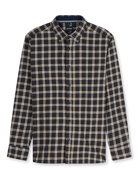 OLYMP Casual Overhemd, Regular Fit, Button-down, Marineblauw