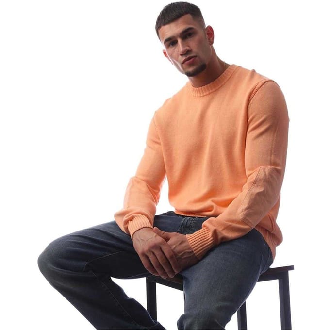 Boss Heren Crew Neck Normale Casual Sweater Top (Pastel Oranje)