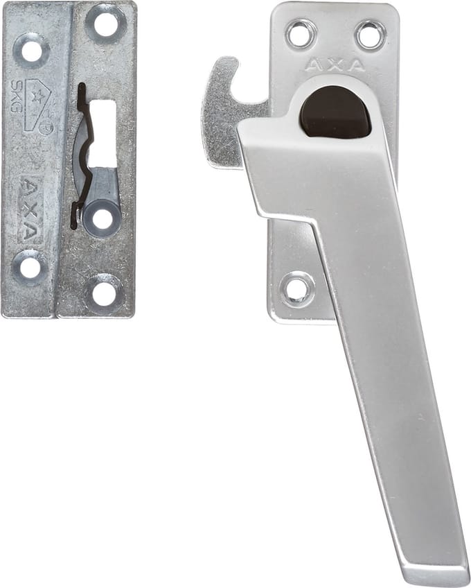 AXA Raamsluiting (model 3318) Aluminium: Afsluitbaar met drukknop, rechts naar buiten draaiend.