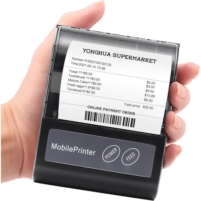 Draagbare BT 80mm Thermische Bonprinter Persoonlijke Mini Factuur POS Mobiele Printer met Oplaadbare zwart