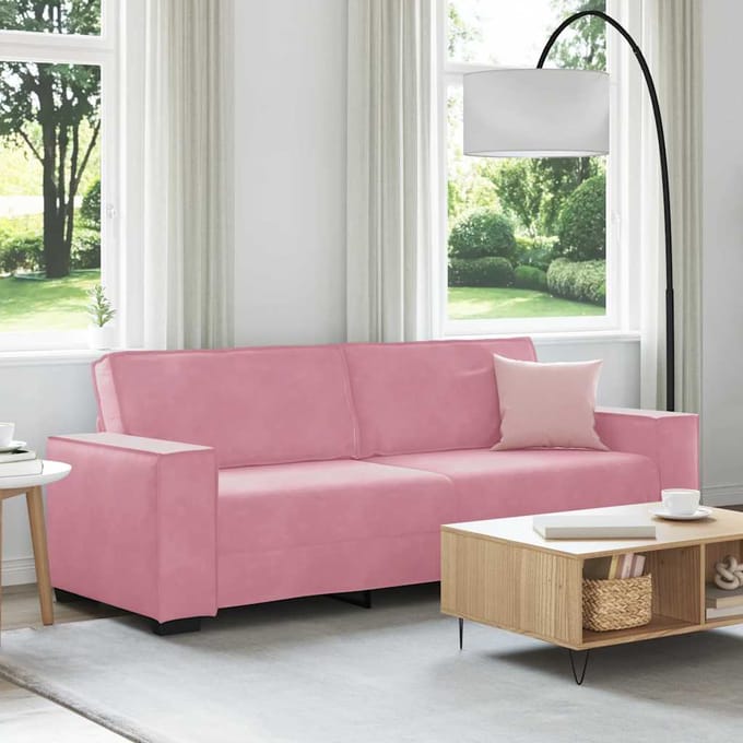 vidaXL - Driezitsbank - 220x78x84 - cm - fluweel - roze