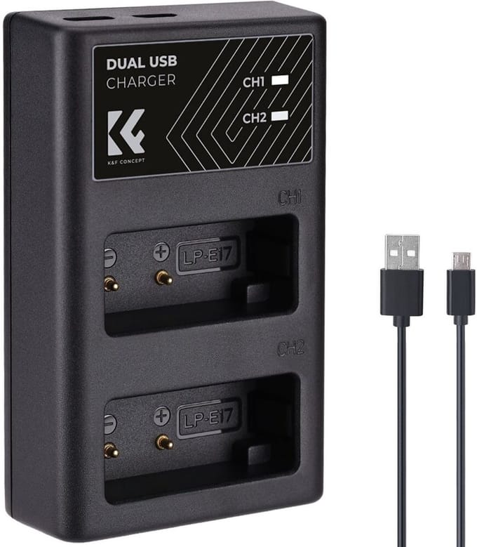 K&F Concept Dubbele batterijlader Canon LP-E17