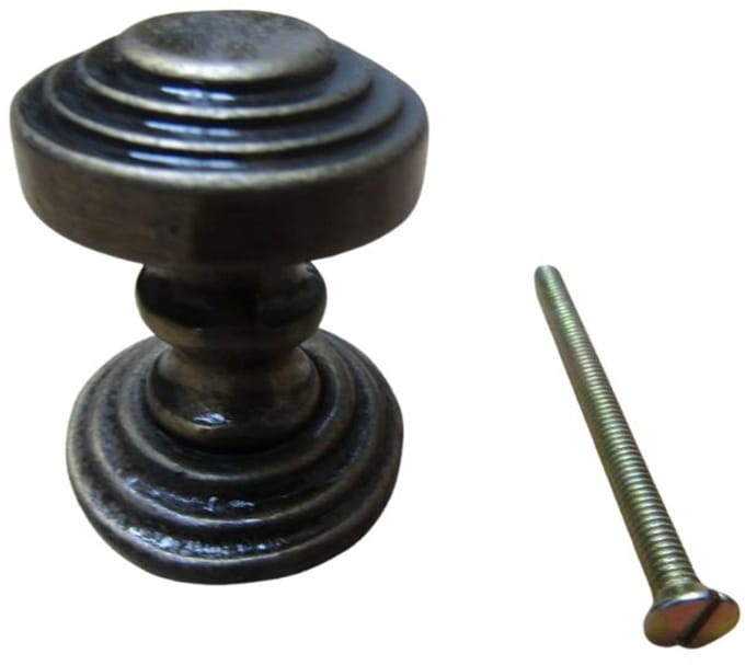 Rimmed with Backplate Cabinet Knob Antique Brass 32mm by Ironmongery World