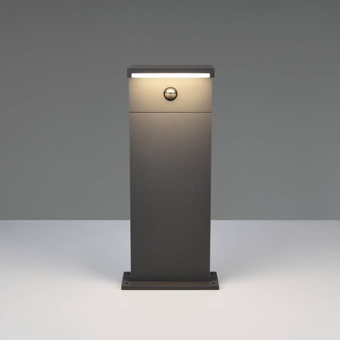 Trio Lighting LED sokkellamp Ravi, antraciet, hoogte 50 cm, sensor, IP54