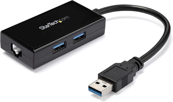 Netwerkadapter USB Hub - Ethernet Adapter - Internet Connectiviteit - Native Driver Ondersteuning - 25.4 x 3.81 x 1.78 cm