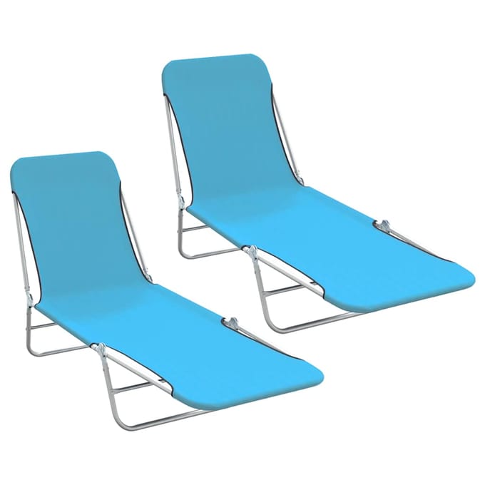 vidaXL - Ligbedden - inklapbaar - 2 - st - staal - en - stof - blauw