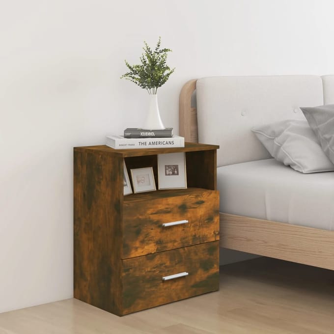 vidaXL - Nachtkastje - 50x32x60 - cm - gerookt - eikenkleurig
