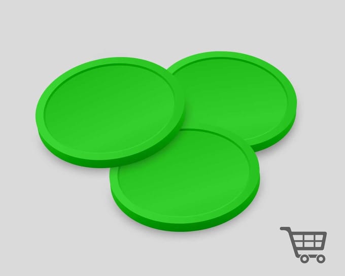 Blanco Winkelwagenmunten 23mm / Betaalmunten (per 250 stuks) - FLUOR GROEN