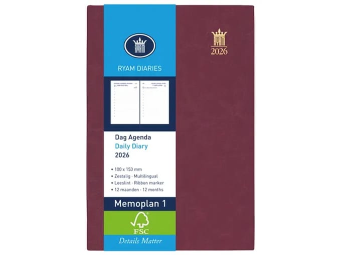 Ryam Agenda 2027 - Memoplan 1 - Bordeaux - Zachte Kaft (10cm x 15cm)