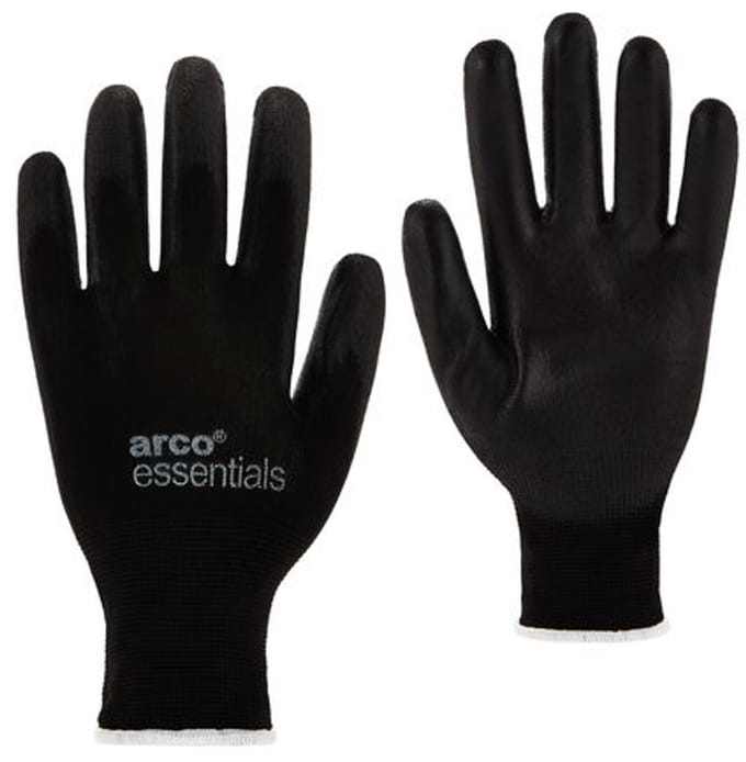 Arco Essentials PU-Gecoate Werkhandschoenen Nylon Zwart Maat 7 - Pak 12