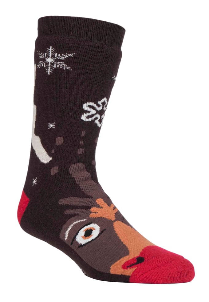 Dames kerst antislip thermo pantoffelsokken - Rudolph