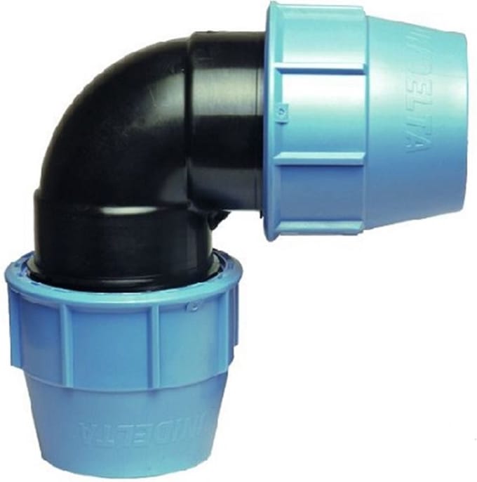 PE knie klemkoppeling 90°, 75 x 75 mm