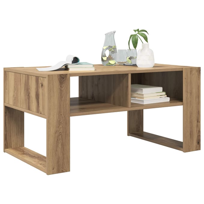 vidaXL - Salontafel - Artisan - Eiken - 92 - x - 53 - x - 45 - cm - Bewerkt - hout