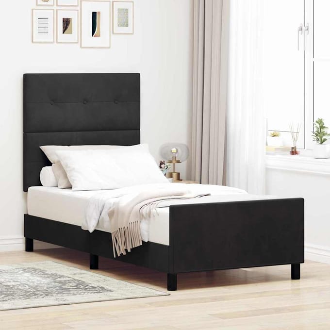 vidaXL - Boxspring - bed - met - hoofdeinde - Zwart - 100 - x - 200 - cm - Fluweel