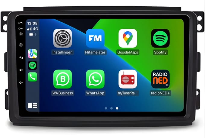 CarPlay autoradio geschikt voor Smart Fortwo | 2009 t/m 2015 | Android 13 | Draadloos Apple CarPlay & Android Auto | 2GB + 32GB | 8-Core processor | Davilon | 2025 model | 2009 2010 2011 2012 2013 2014 2015 | Bluetooth & Wifi
