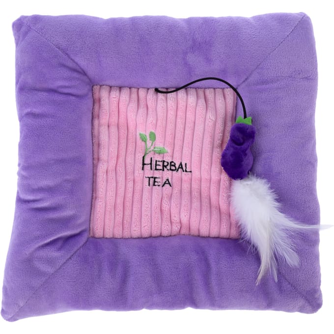 TIAKI knuffelkussen aubergine met kattenkruid