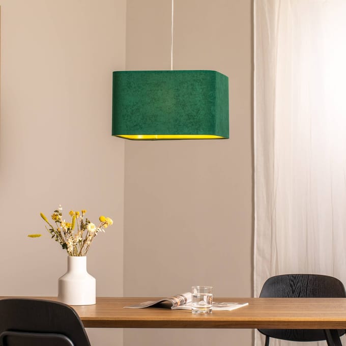 Maco Design Kwadro hanglamp, groen, 40 x 40 cm, velours stof