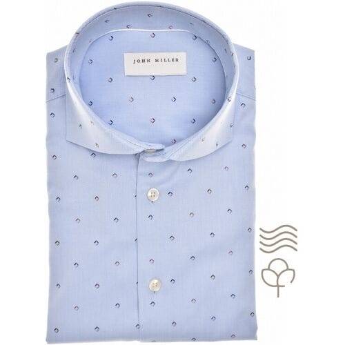 John Miller Overhemd Mini Pattern Pure Cotton Easy Care Licht Blauw / male