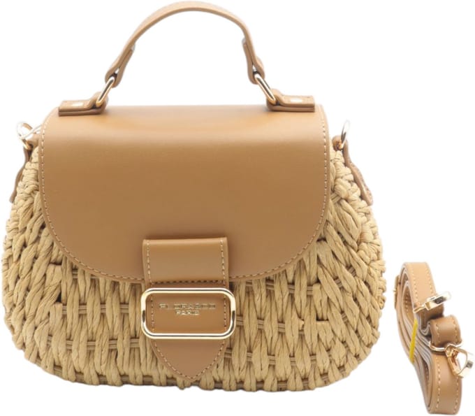 Flora & Co - trendy raffia crossbody tasje - beige