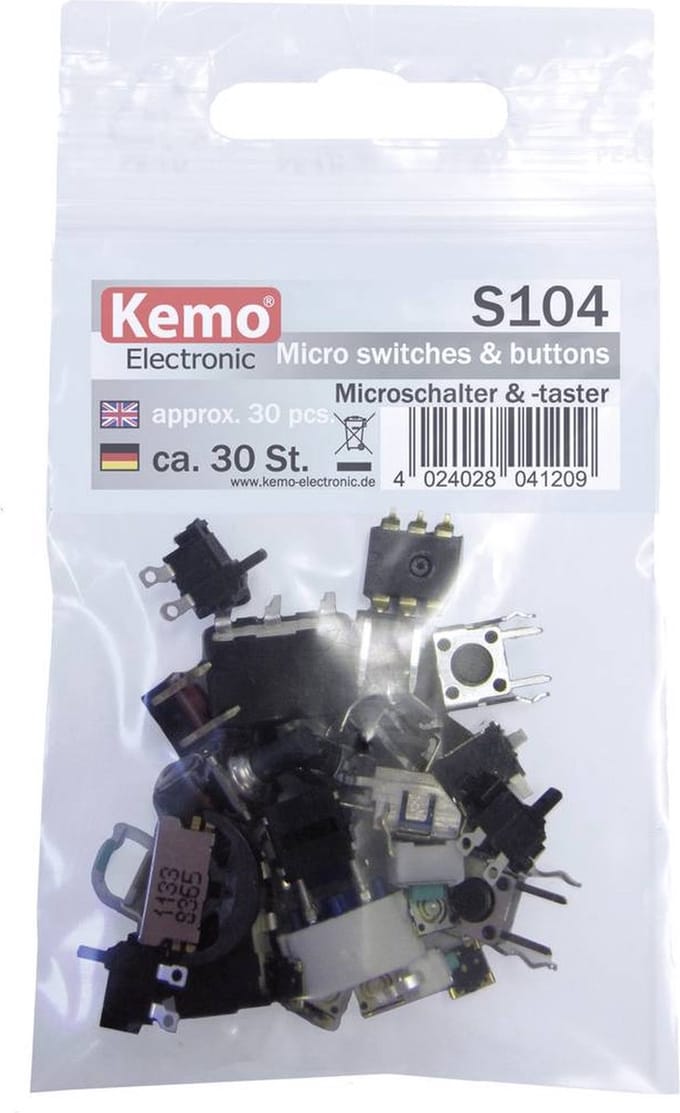 Kemo Microschakelaar assortiment S104 Moment 30 onderdelen