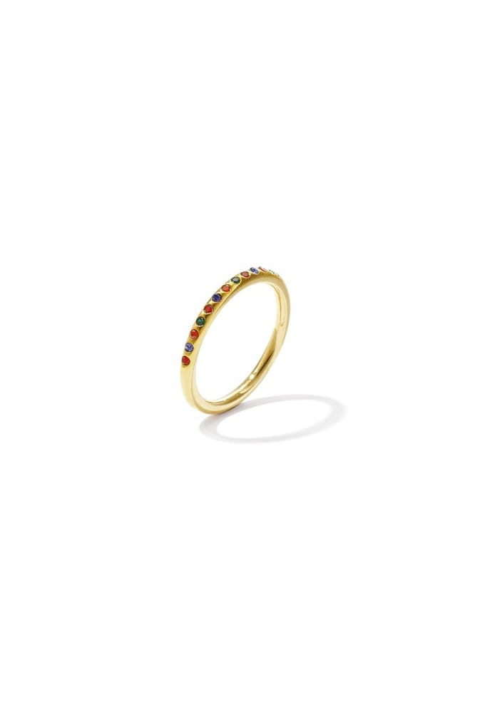 Minimalistische ring met steentjes - gemengde kleur - 17