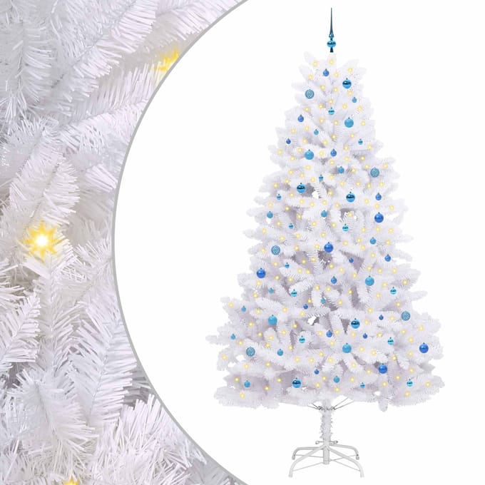 vidaXL - Kunstmatige - Hinged - Kerstboom - Wit - 270 - cm - PVC - en - Staal