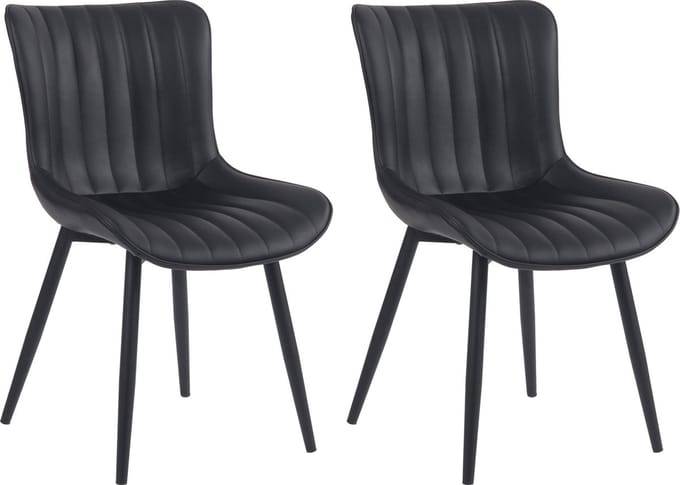 CLP Largo Set van 2 eetkamerstoelen - Zonder armleuning - Metaal frame - zwart Kunstleer