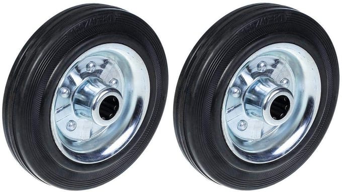 Set van 2 Zware Steunwielen voor Karren en Trolleys 160mm Rubber