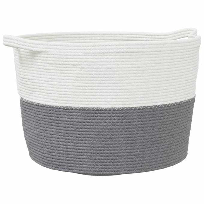 vidaXL - Wasmand - Ø - 60x36 - cm - katoen - grijs - en - wit