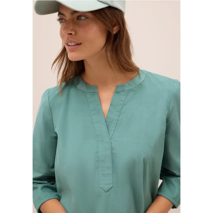 Corduroy blouse met gespleten hals