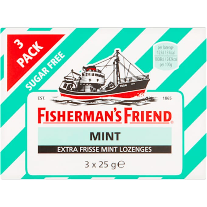 Fisherman's Friend Mint suikervrij 3-pack 25 Gram