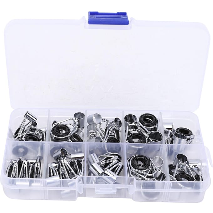 Ensemble de 45 anneaux de guidage pour canne à pêche en acier inoxydable et céramique, 9 tailles, accessoires gray