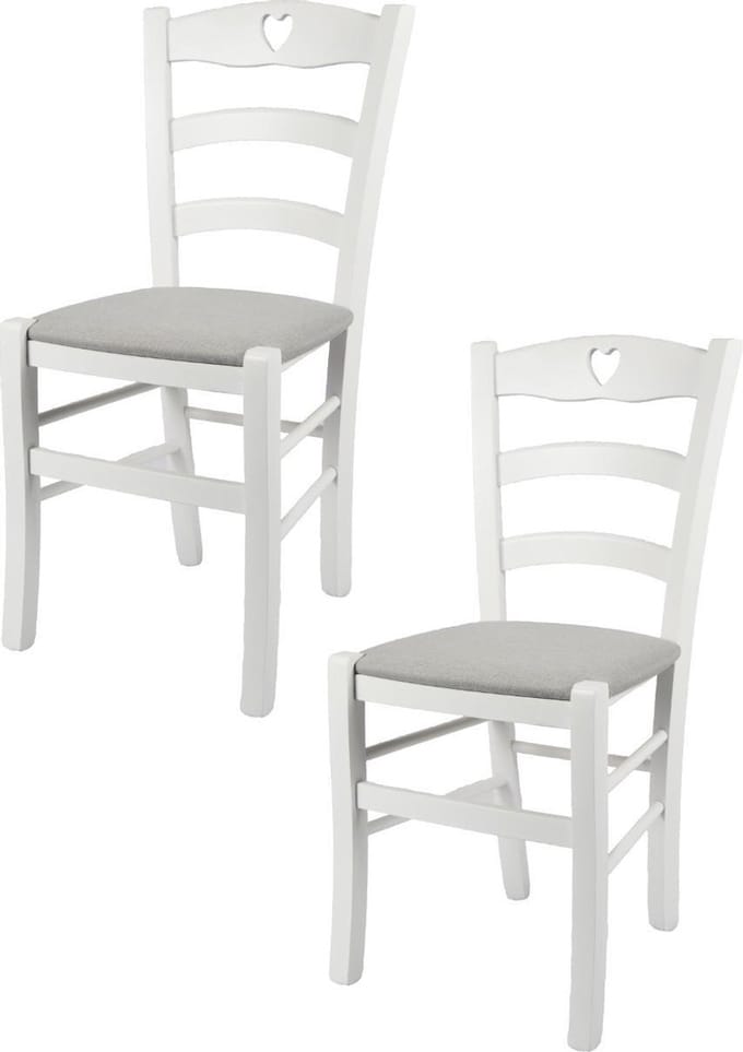 Tommychairs Cuore - Eetkamerstoelen - Set van 2 - Wit - Rotan & Hout