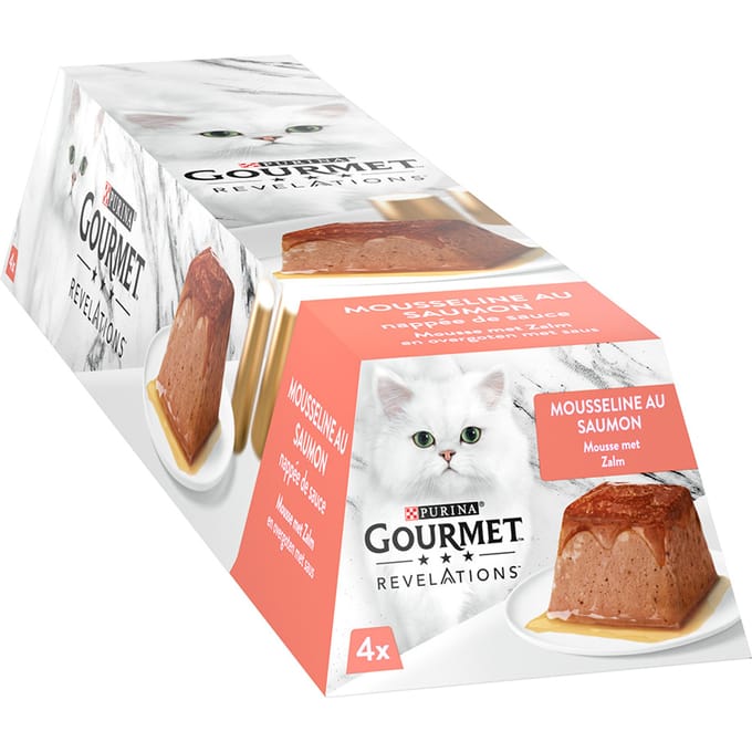 Gourmet Mousse Kattenvoeding - Zalm 4x57gr - Zachte Mousse, Complete Natvoeding