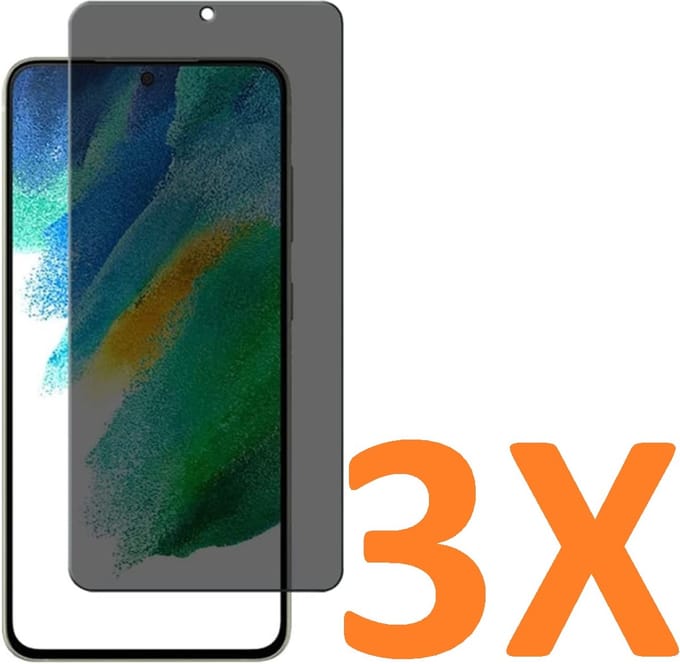 Screenprotector Glas - Privacy Tempered Glass Screen Protector Anti-Spy - 3x Geschikt voor: Samsung Galaxy S21FE