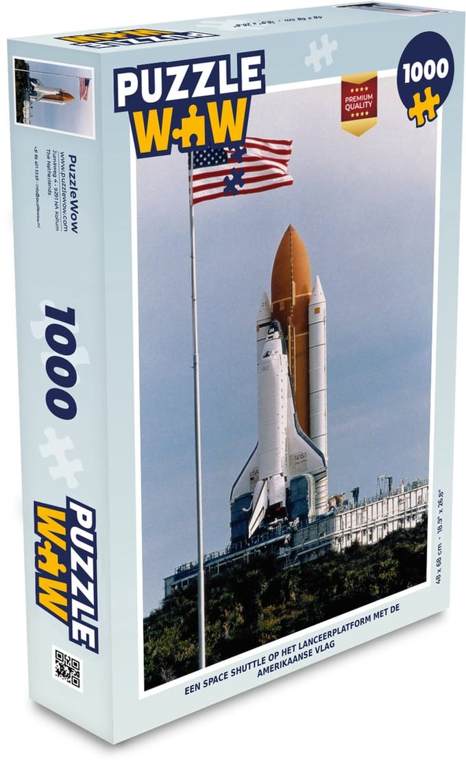 Puzzel Een space shuttle op het lanceerplatform met de Amerikaanse vlag - Legpuzzel - Puzzel 1000 stukjes volwassenen
