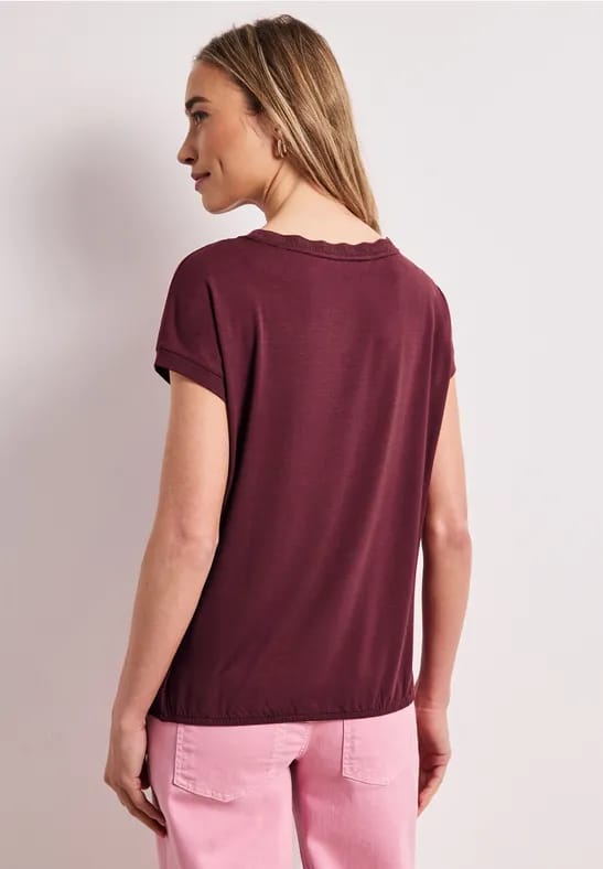 Shirt met ronde hals en decoratieve tape