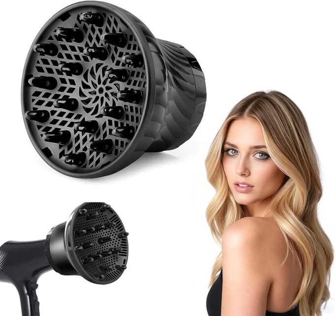 Haar Diffuser - Krul Opzetstuk - Krullen Stylen - Universele Pasvorm - 18 x 18 cm - Zwart