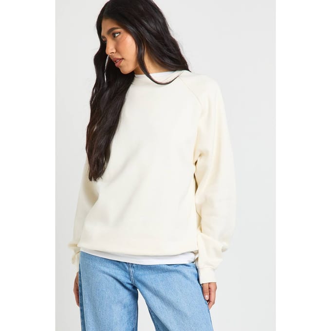 boohoo Dames Lange Raglan Naad Oversized Sweatshirt | Ecru | Maat: Medium