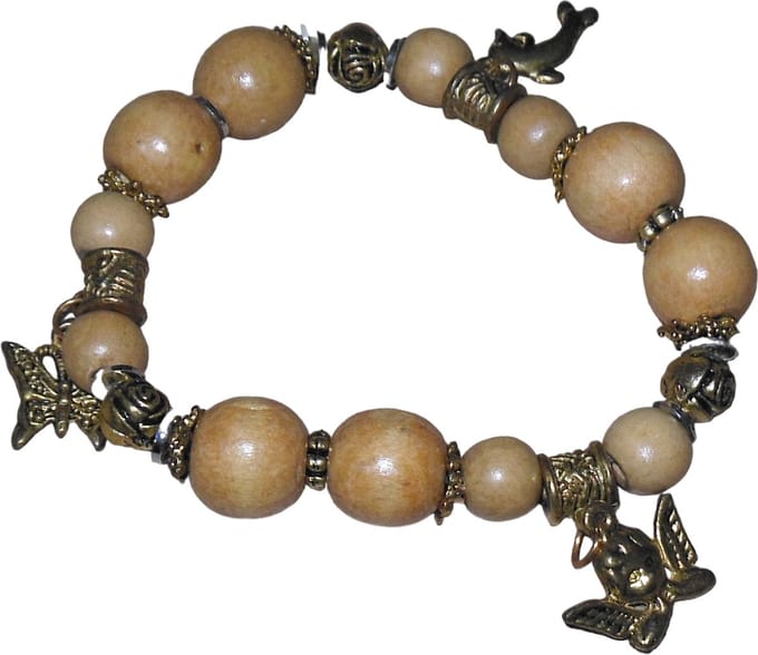 Armband lichtbruin met gouden figuren