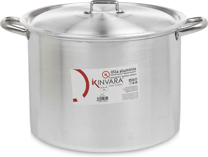 Kinvara grote kookpan/Soeppan met deksel - Aluminium - 30 liter - D36 x H31 cm